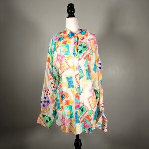 NWT deck of cards Print Button-Up Shirt